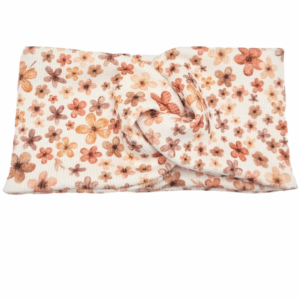 Opaska szeroka przeplatana na głowę kwiatuszki na bieli