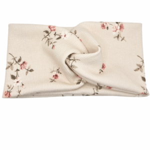 Opaska szeroka przeplatana na głowę beżowa w drobne kwiatki