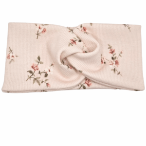 Opaska szeroka przeplatana na głowę różowa w drobne kwiatki