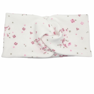 Opaska szeroka przeplatana na głowę ecru w mini kwiatuszki