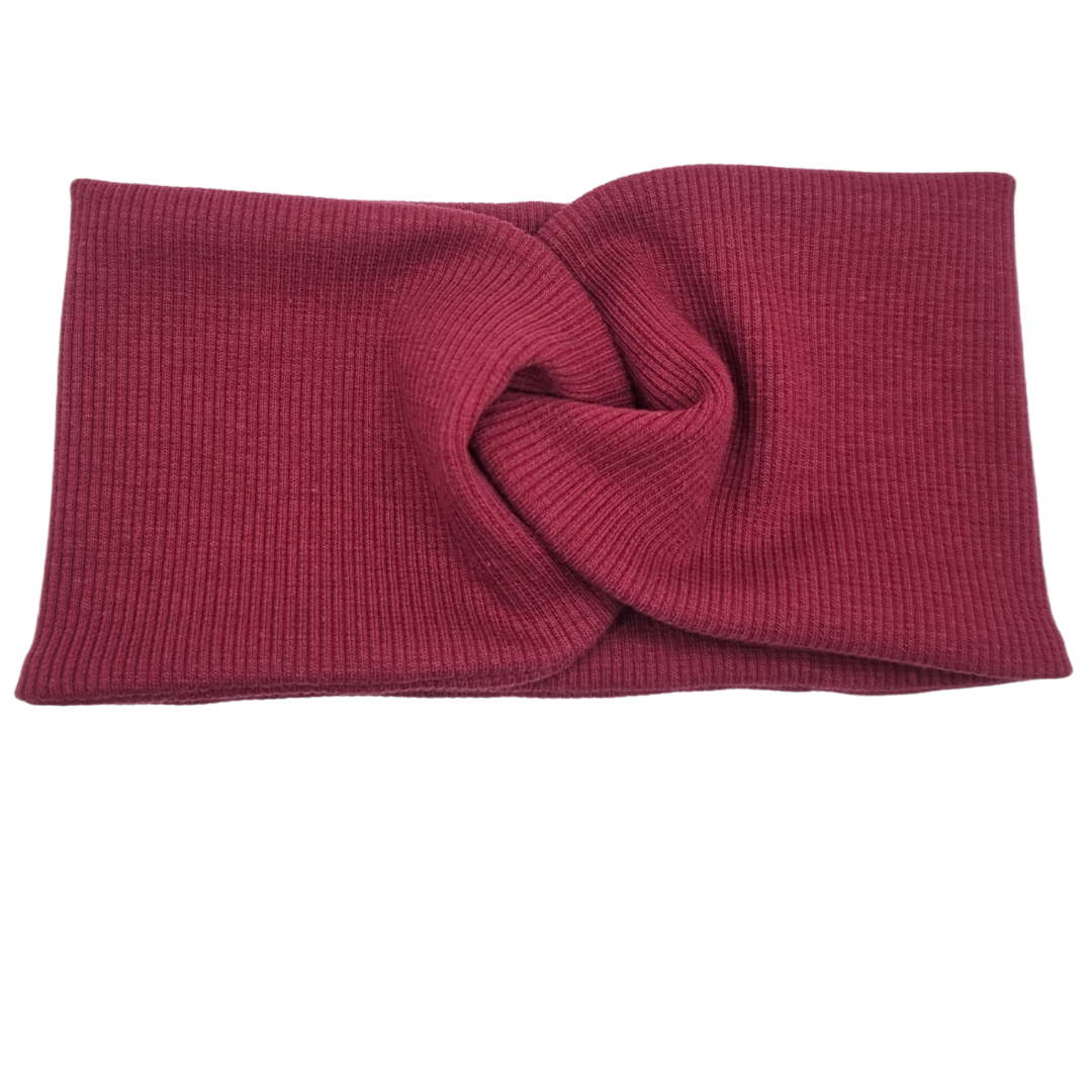 Opaska szeroka przeplatana na głowę bordowa