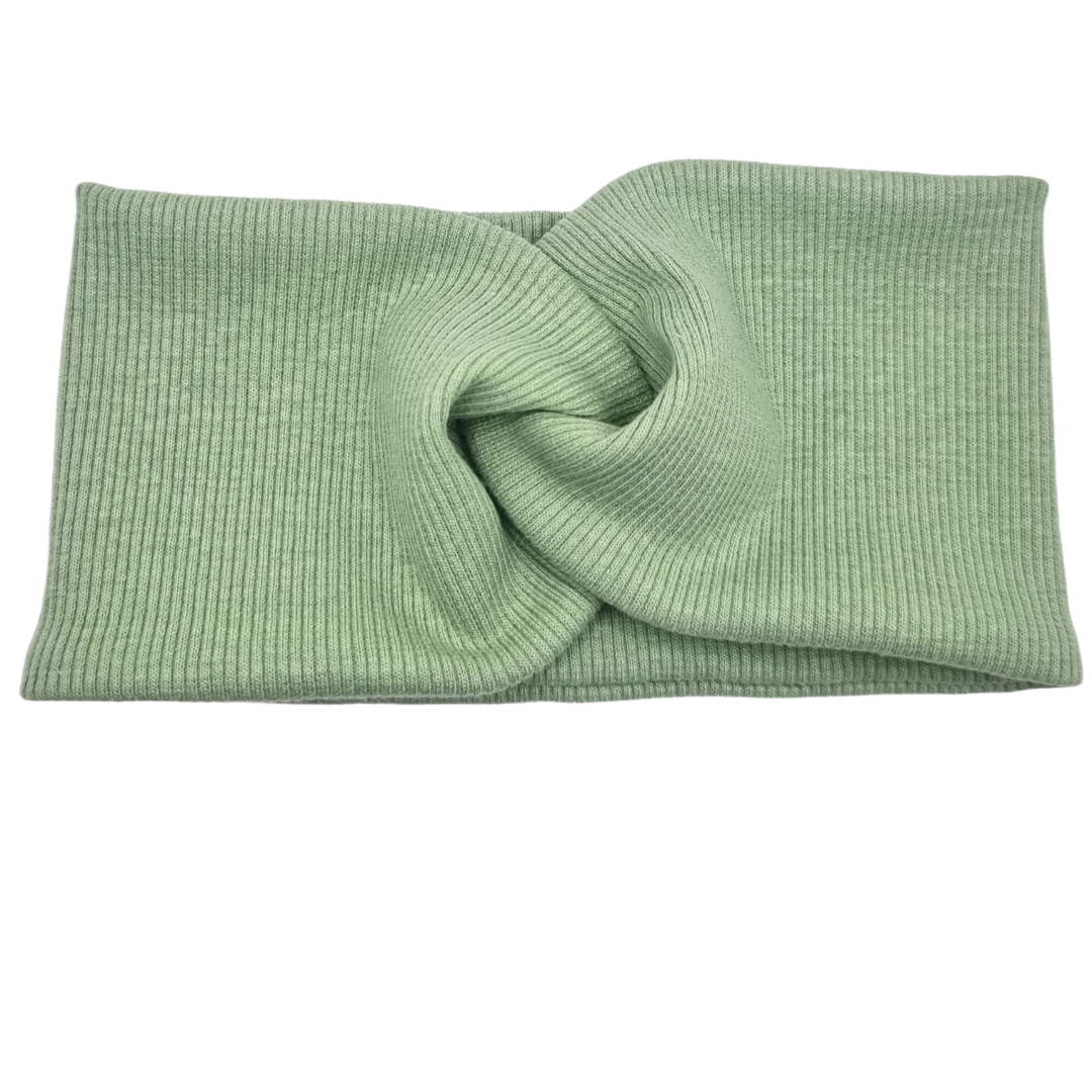 Opaska szeroka przeplatana na głowę oliwkowa