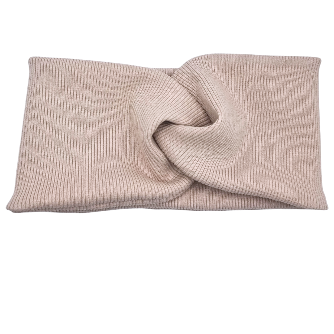 Opaska szeroka przeplatana na głowę ciemny beż