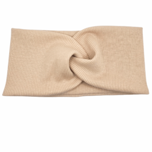 Opaska szeroka przeplatana na głowę beżowa