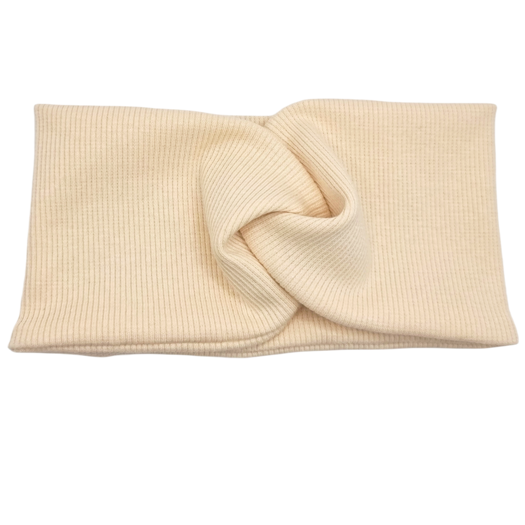 Opaska szeroka przeplatana na głowę kremowa