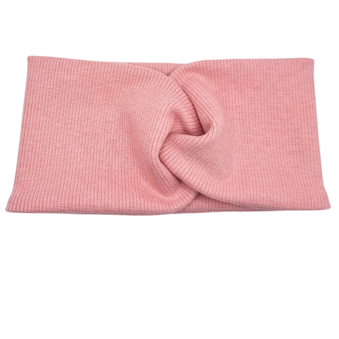 Opaska szeroka przeplatana na głowę pudrowy róż