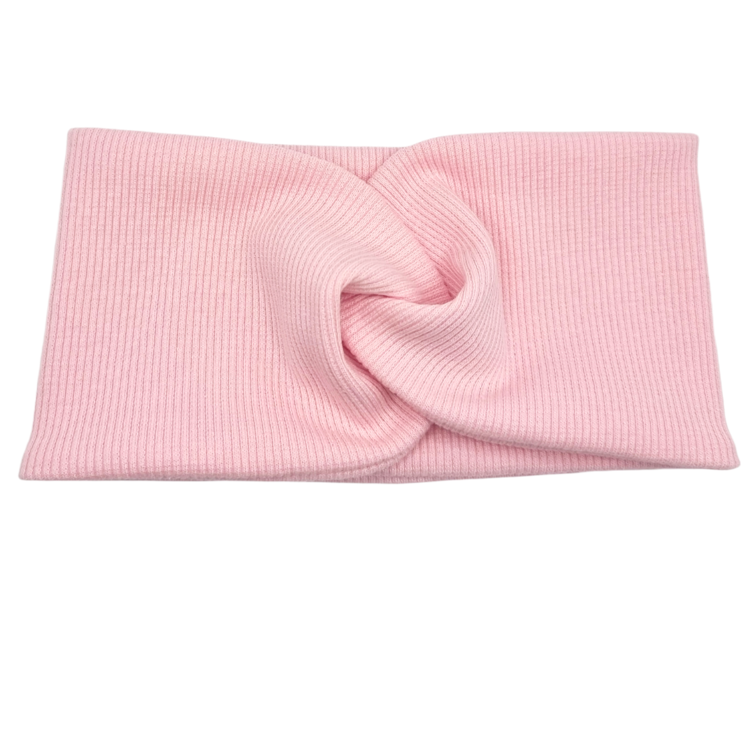 Opaska szeroka przeplatana na głowę jasny róż