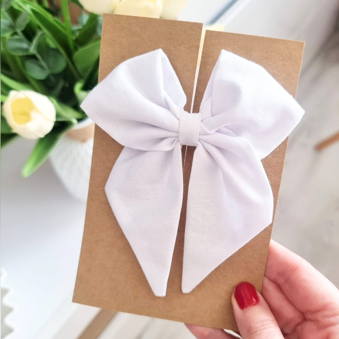 Kokardka Elen - spinka biała