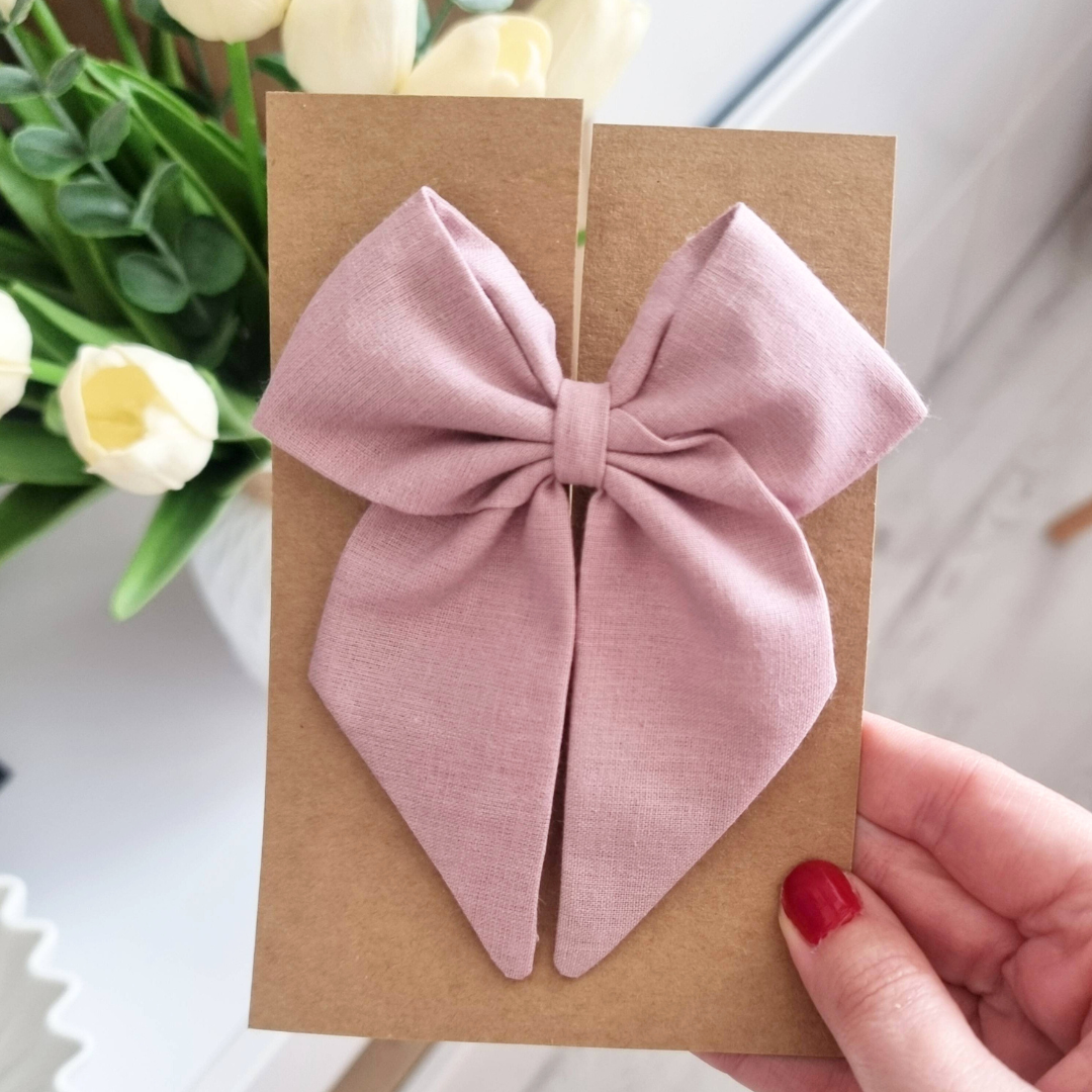 Kokardka Elen - spinka ciemny brudny róż