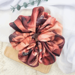 Scrunchie oversized bordowa w kwiaty