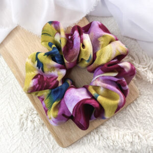 Scrunchie oversized żółto - różowe plamki