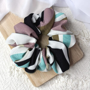 Scrunchie oversized paski pastelowe