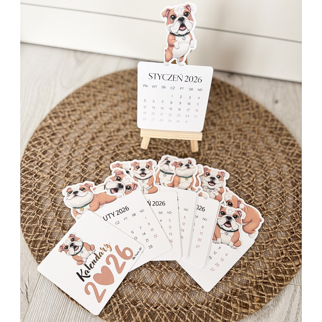 Kalendarz - radosny buldog 2026 - obrazek 2