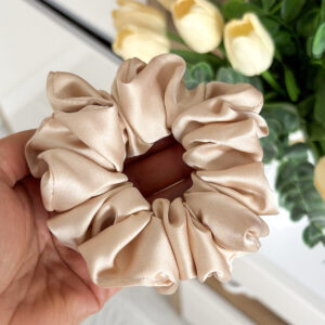 Gumka do włosów scrunchie – Beż – Midi