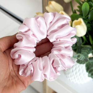 Gumka do włosów scrunchie – Pudrowy róż – Midi