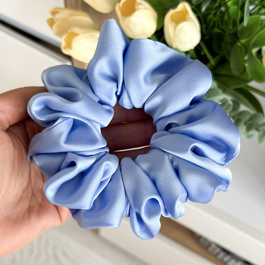 Gumka do włosów scrunchie – Błękitna – Maxi