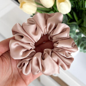 Gumka do włosów scrunchie – Brudny róż – Midi