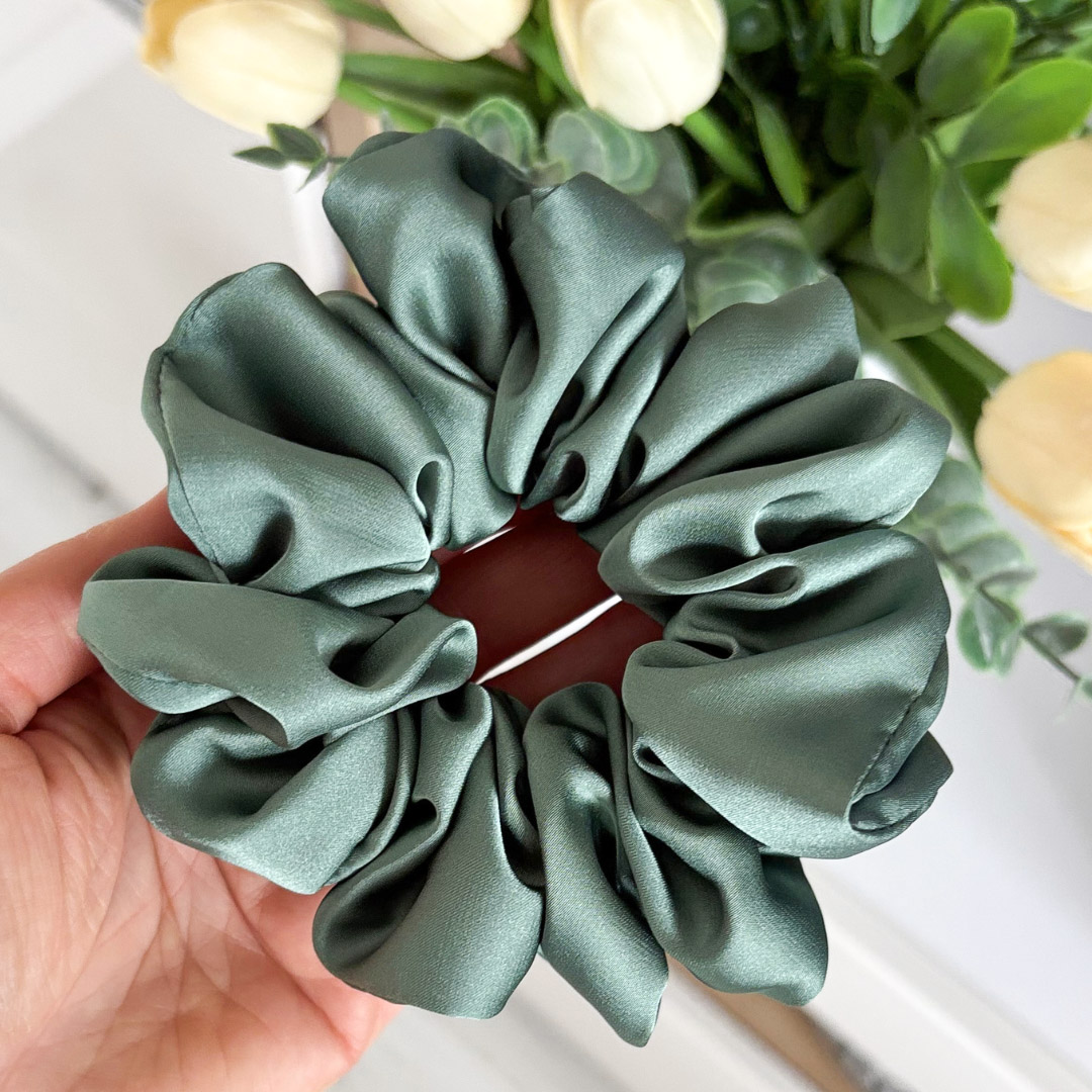 Gumka do włosów scrunchie – Szałwia – Maxi