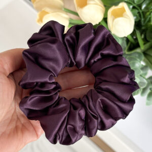 Gumka do włosów scrunchie – Śliwka – Midi